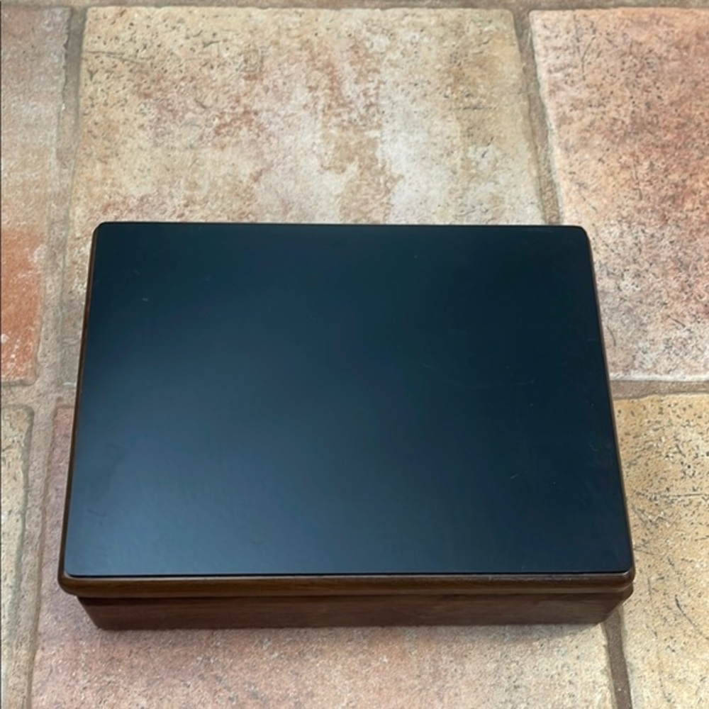 Elegant Black and Brown glass top jewelry Box